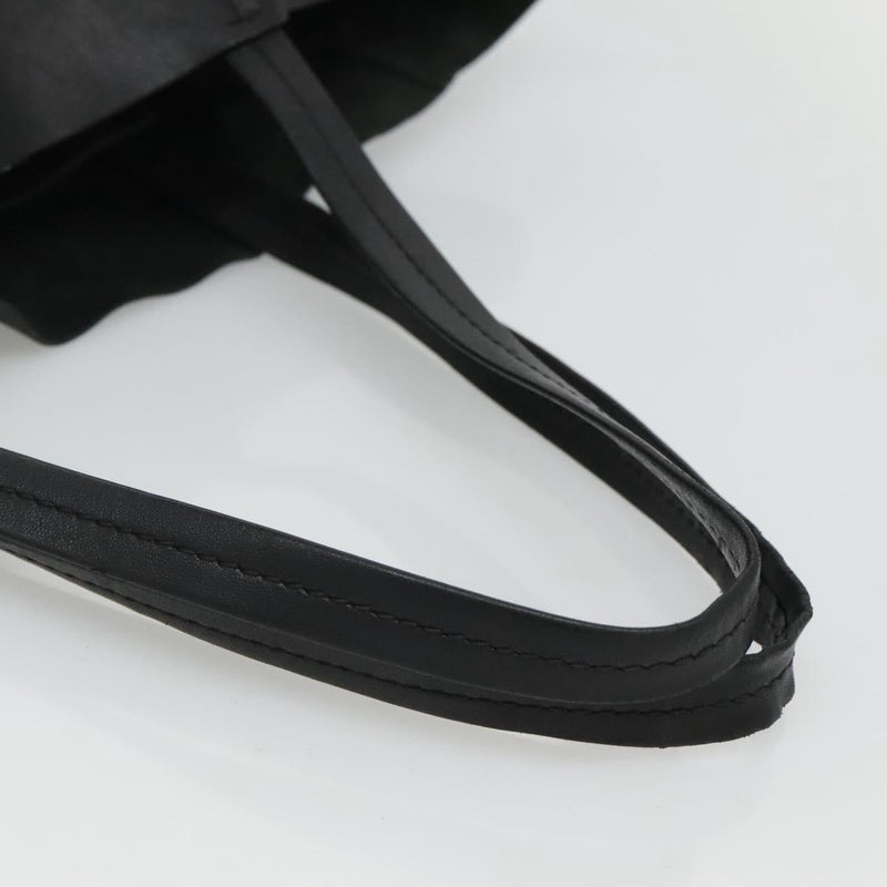 CELINE Horizontal Cabas Tote Bag Leather Black Gold Auth hk2511