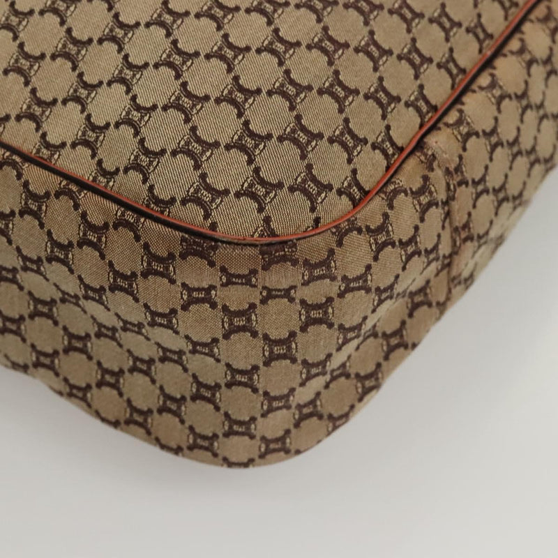 CELINE Macadam Canvas Tote Bag Brown Silver Auth hk2513