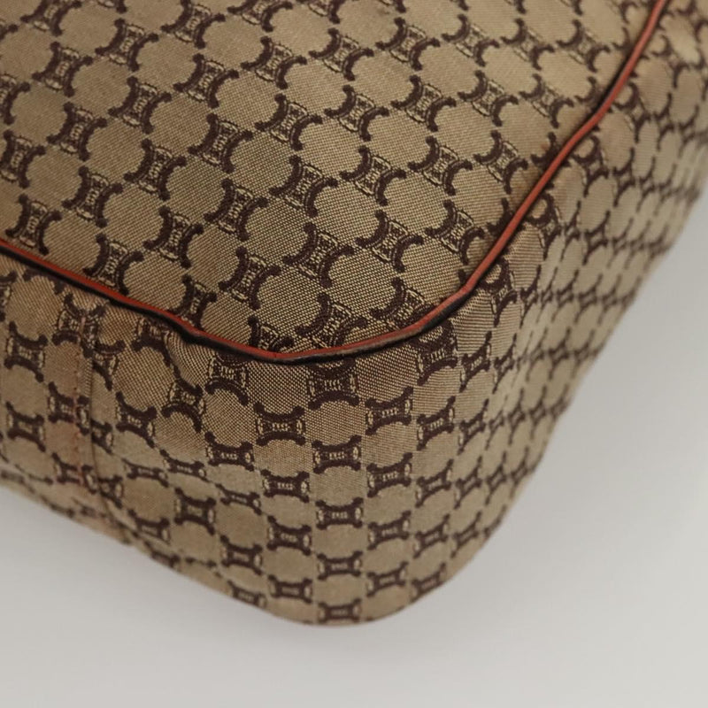CELINE Macadam Canvas Tote Bag Brown Silver Auth hk2513