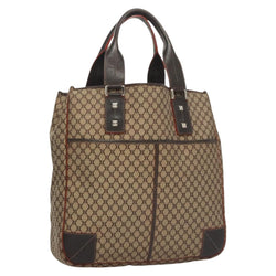 CELINE Macadam Canvas Tote Bag Brown Silver Auth hk2513