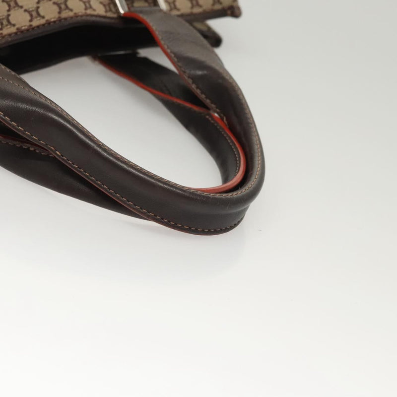 CELINE Macadam Canvas Tote Bag Brown Silver Auth hk2513