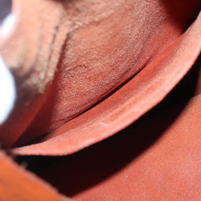 PRADA Tote Bag Leather Orange Gold Auth hk2515