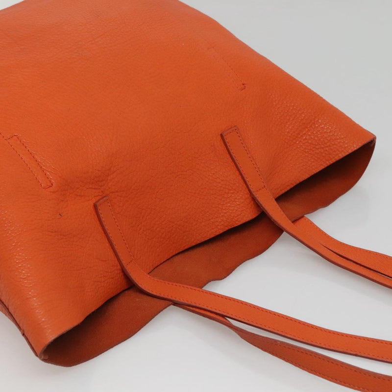 PRADA Tote Bag Leather Orange Gold Auth hk2515