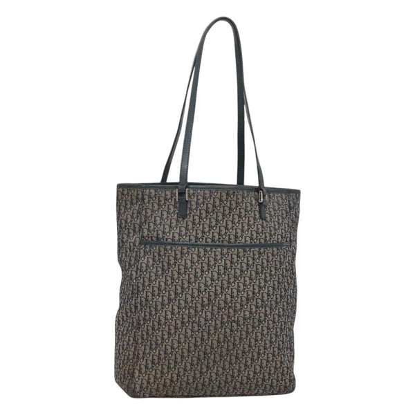 Christian Dior Trotter Canvas Tote Bag Navy Silver Auth hk2520