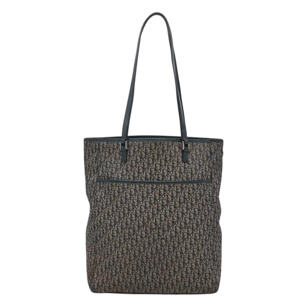 Christian Dior Trotter Canvas Tote Bag Navy Silver Auth hk2520