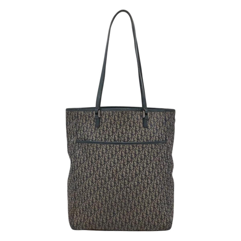 Christian Dior Trotter Canvas Tote Bag Navy Silver Auth hk2520
