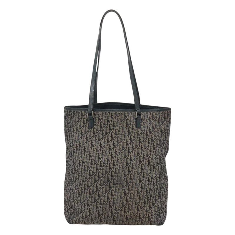 Christian Dior Trotter Canvas Tote Bag Navy Silver Auth hk2520