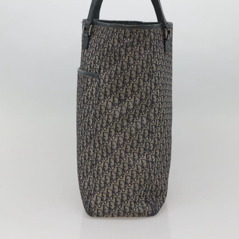 Christian Dior Trotter Canvas Tote Bag Navy Silver Auth hk2520