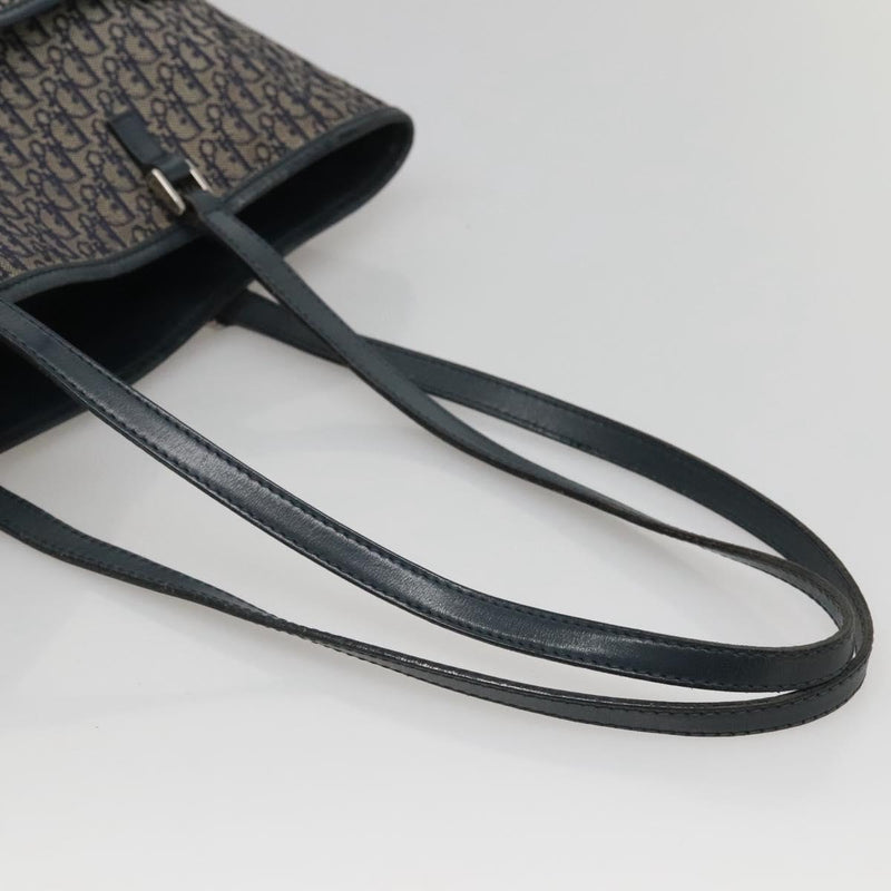 Christian Dior Trotter Canvas Tote Bag Navy Silver Auth hk2520