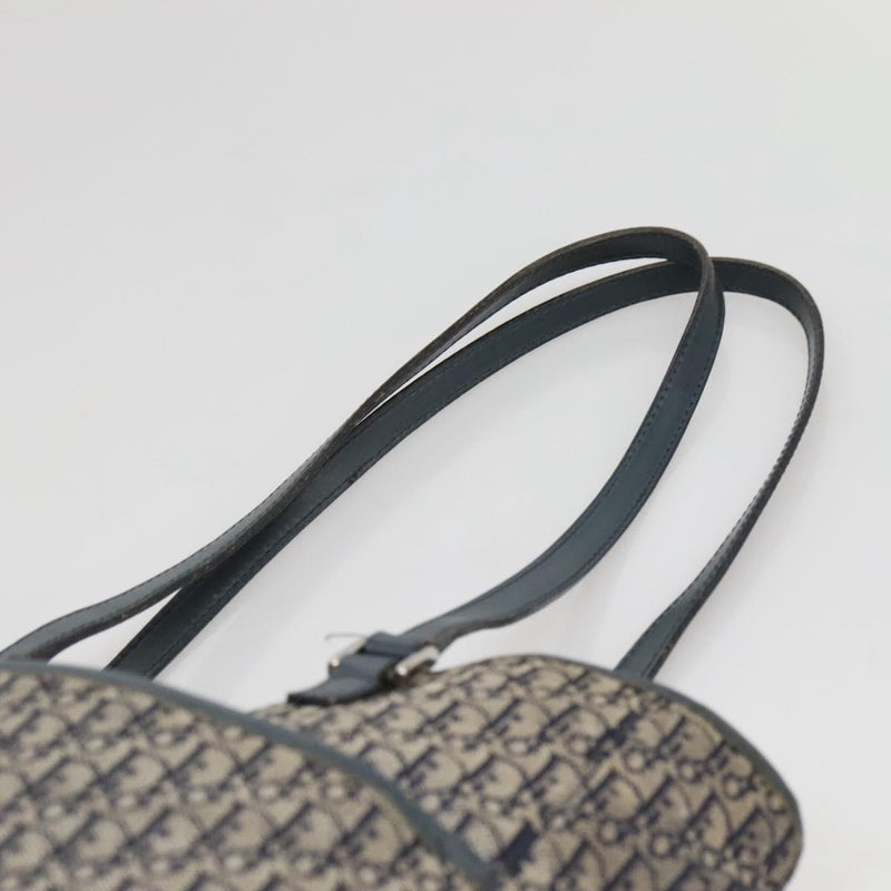 Christian Dior Trotter Canvas Tote Bag Navy Silver Auth hk2520