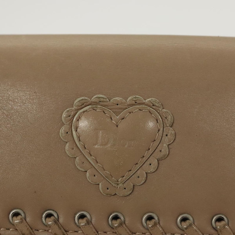 Christian Dior Trotter Canvas Wallet Beige Silver Auth hk2523