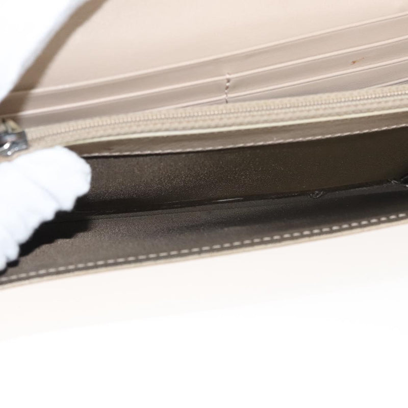 Christian Dior Trotter Canvas Wallet Beige Silver Auth hk2523