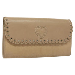 Christian Dior Trotter Canvas Wallet Beige Silver Auth hk2523