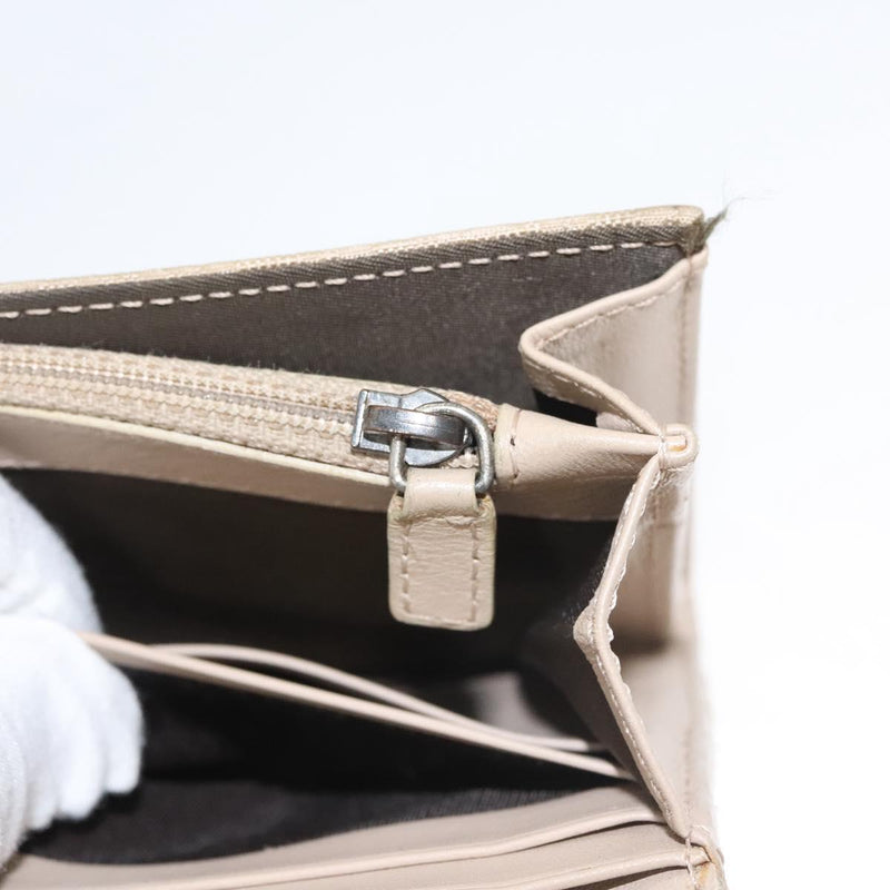 Christian Dior Trotter Canvas Wallet Beige Silver Auth hk2523