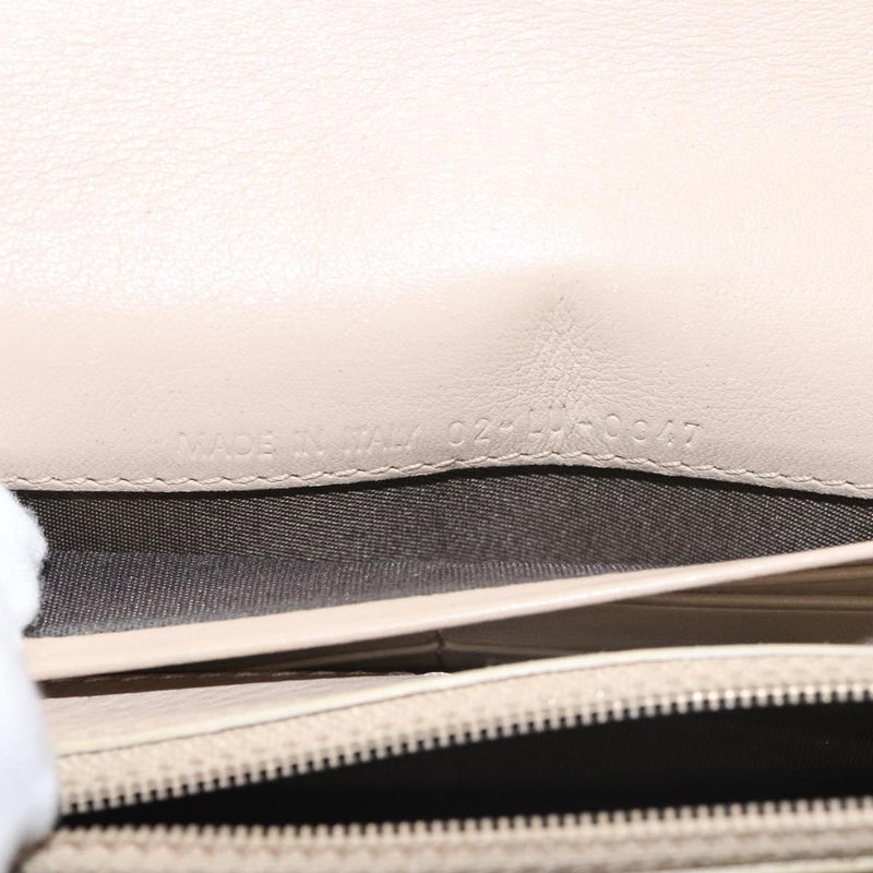 Christian Dior Trotter Canvas Wallet Beige Silver Auth hk2523