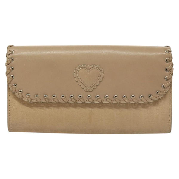 Christian Dior Trotter Canvas Wallet Beige Silver Auth hk2523