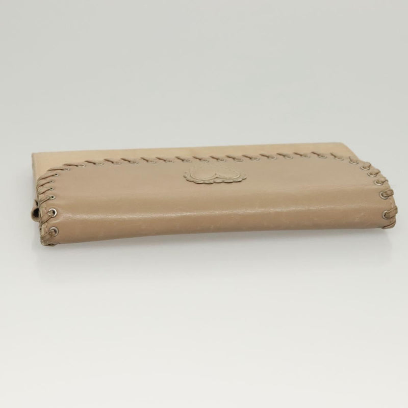 Christian Dior Trotter Canvas Wallet Beige Silver Auth hk2523