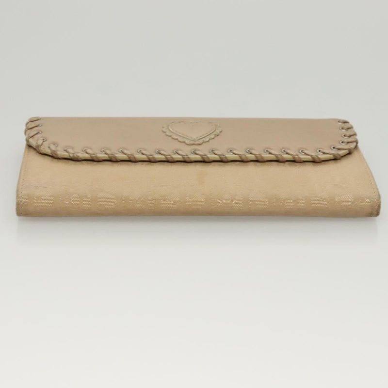 Christian Dior Trotter Canvas Wallet Beige Silver Auth hk2523