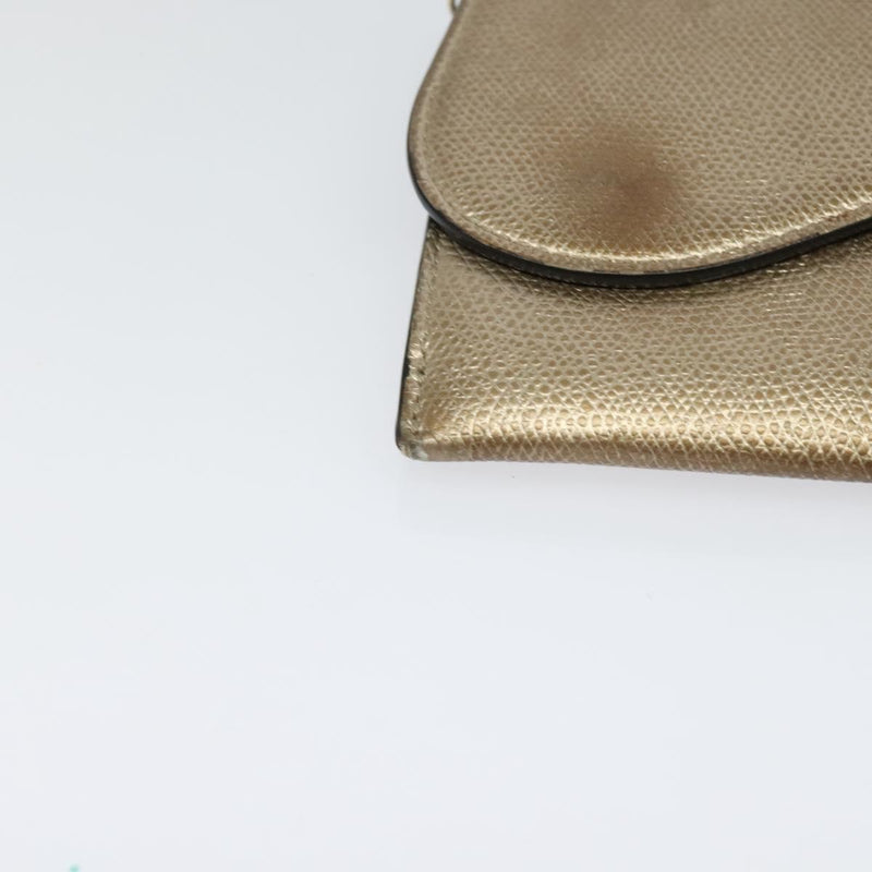 Christian Dior Saddle Chain Wallet Leather Brown Gold Auth hk2524