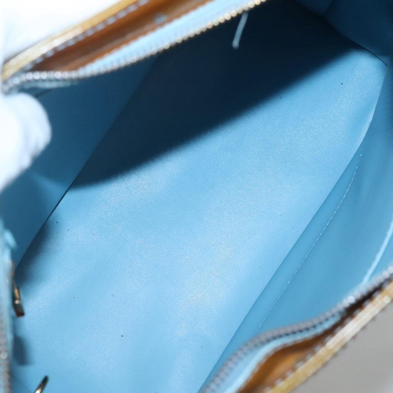 LOUIS VUITTON Monogram Vernis Houston Hand Bag Baby Blue M91005 LV Auth hk2533