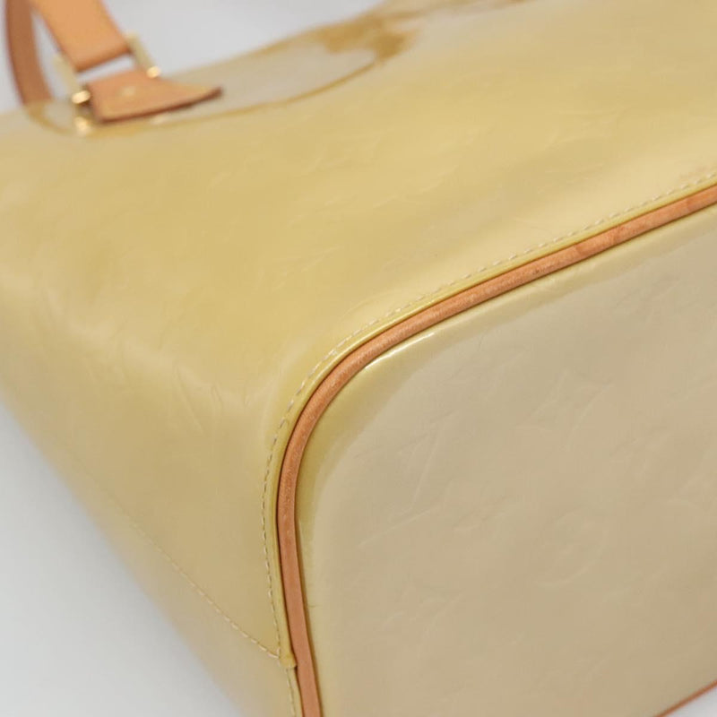 LOUIS VUITTON Monogram Vernis Houston Hand Bag Beige M91004 LV Auth hk2534