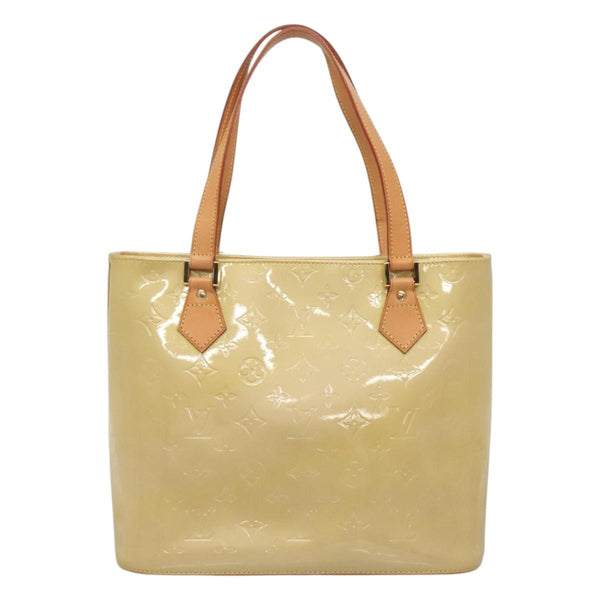 LOUIS VUITTON Monogram Vernis Houston Hand Bag Beige M91004 LV Auth hk2534
