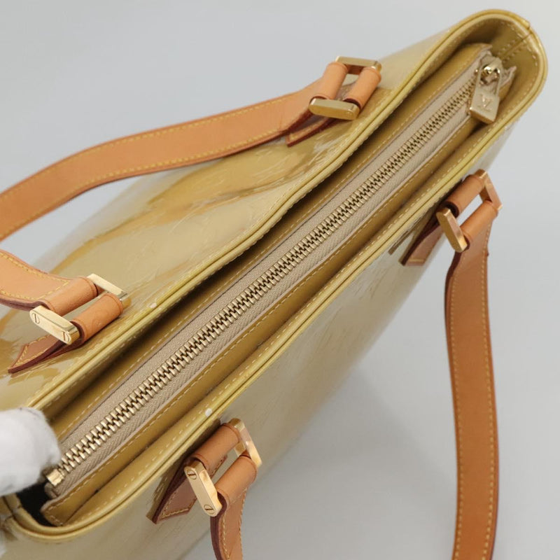 LOUIS VUITTON Monogram Vernis Houston Hand Bag Beige M91004 LV Auth hk2534