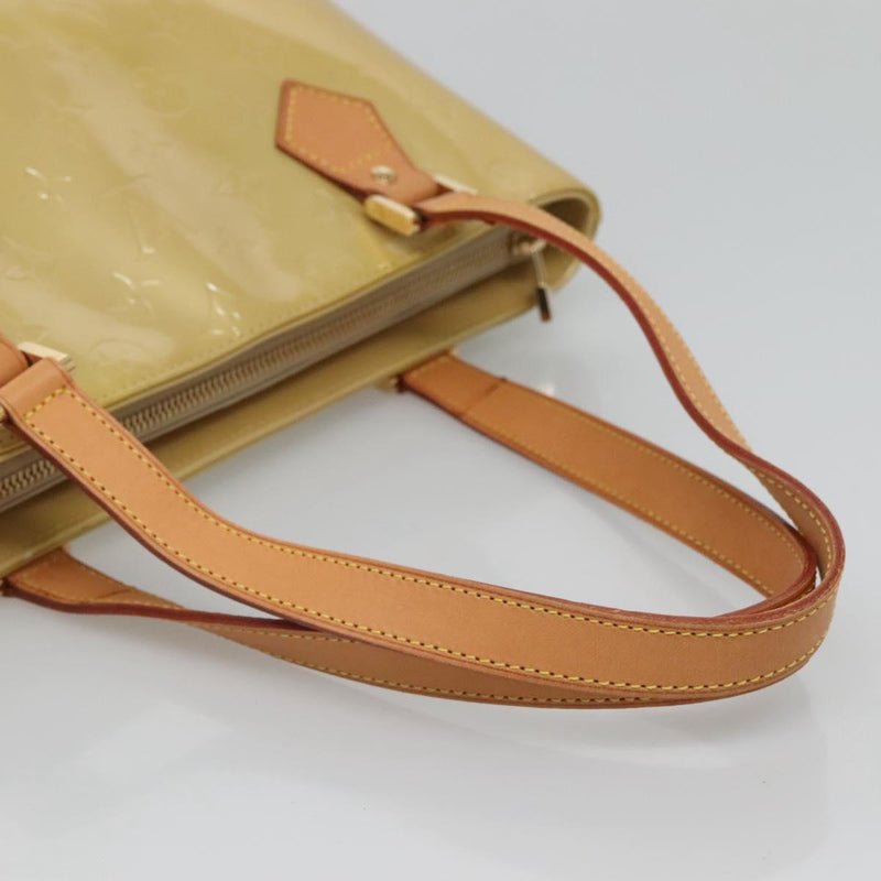LOUIS VUITTON Monogram Vernis Houston Hand Bag Beige M91004 LV Auth hk2534
