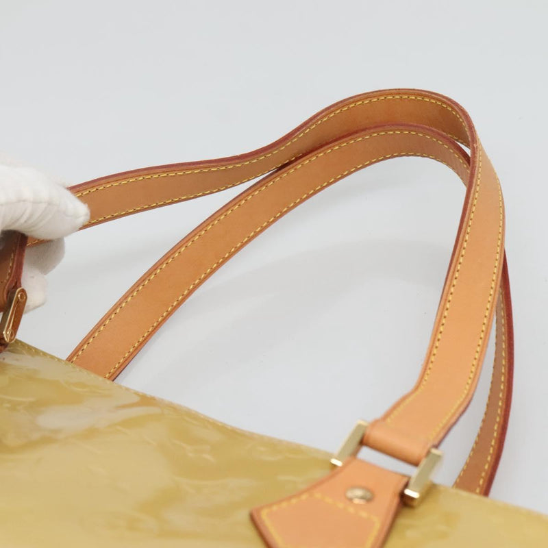 LOUIS VUITTON Monogram Vernis Houston Hand Bag Beige M91004 LV Auth hk2534