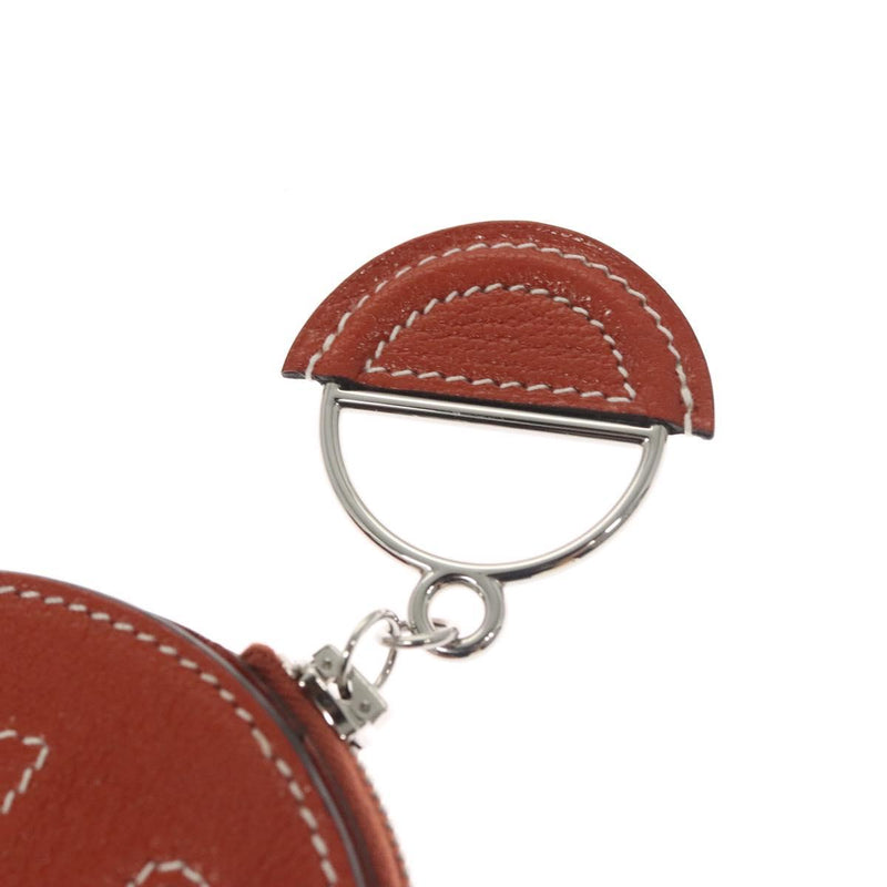 HERMES In The Loop Wink Coin Purse Leather Brown Auth KD249M