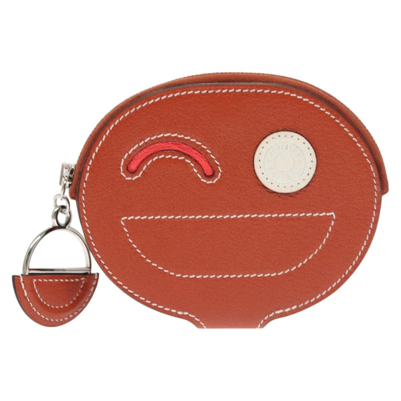 HERMES In The Loop Wink Coin Purse Leather Brown Auth KD249M