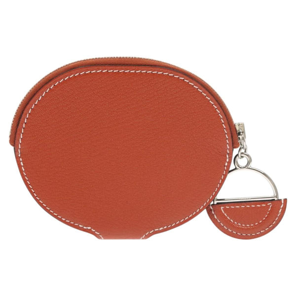 HERMES In The Loop Wink Coin Purse Leather Brown Auth KD249M