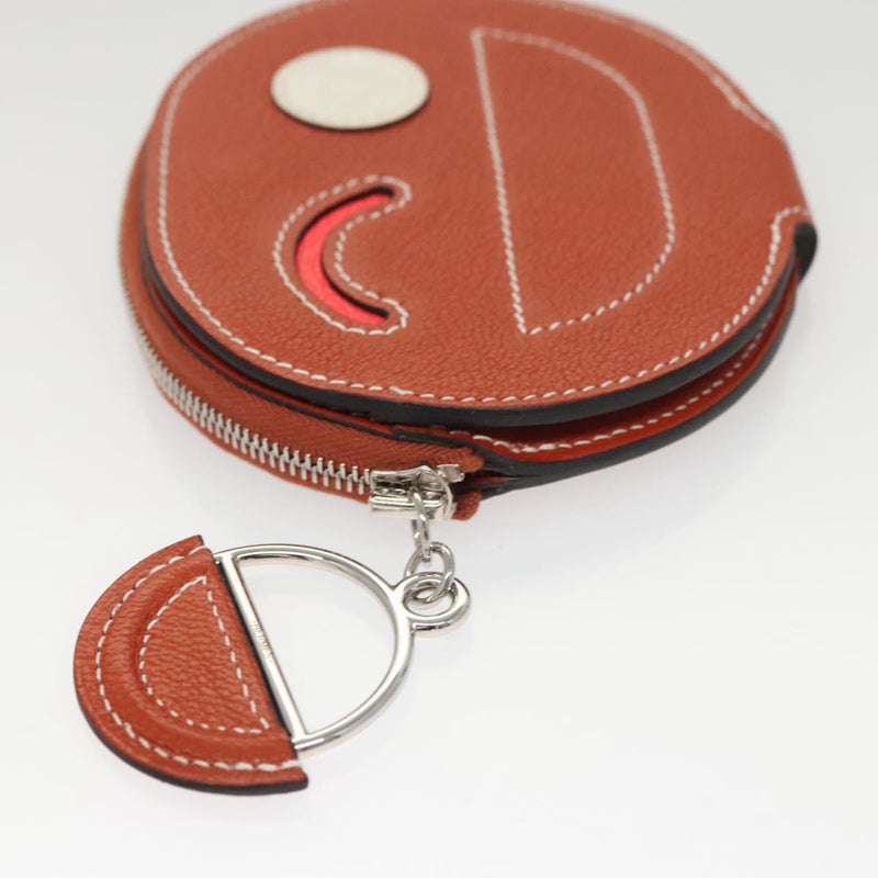 HERMES In The Loop Wink Coin Purse Leather Brown Auth KD249M