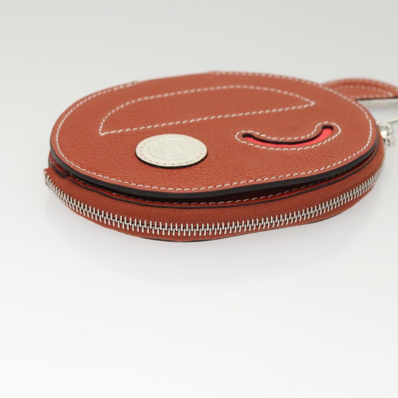 HERMES In The Loop Wink Coin Purse Leather Brown Auth KD249M