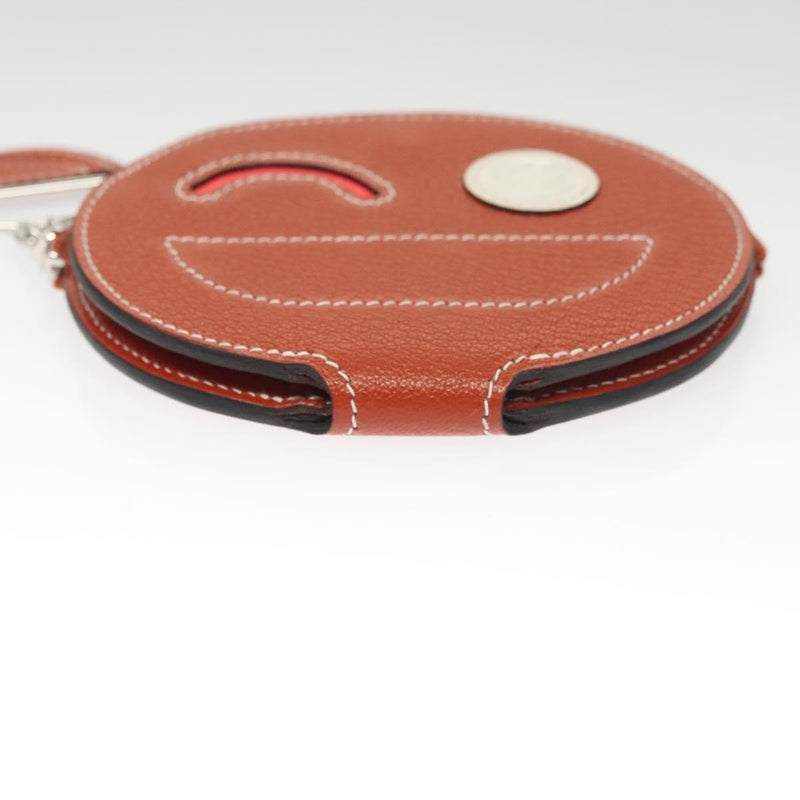 HERMES In The Loop Wink Coin Purse Leather Brown Auth KD249M