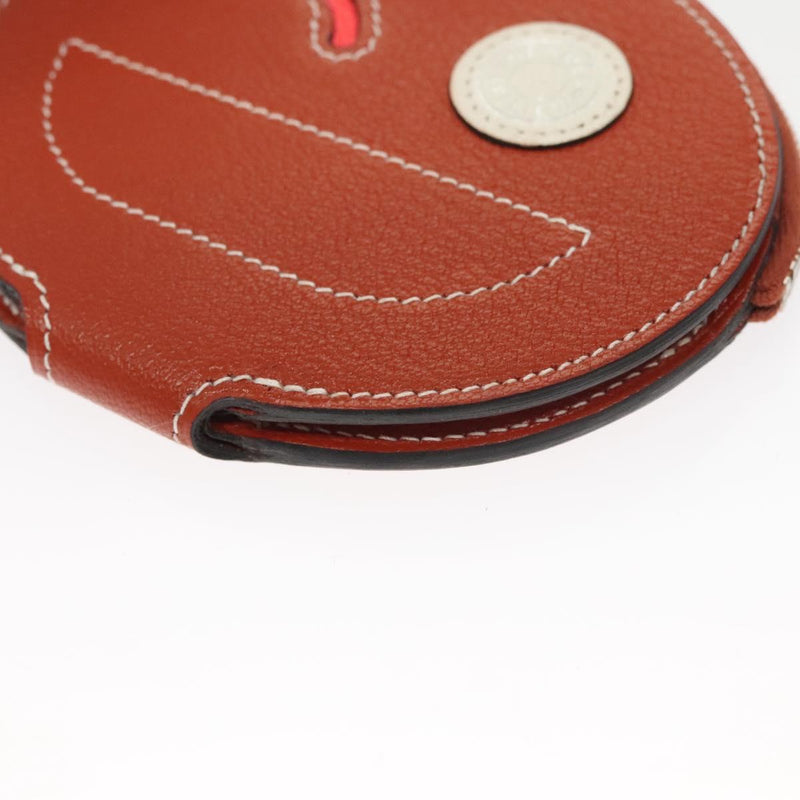 HERMES In The Loop Wink Coin Purse Leather Brown Auth KD249M