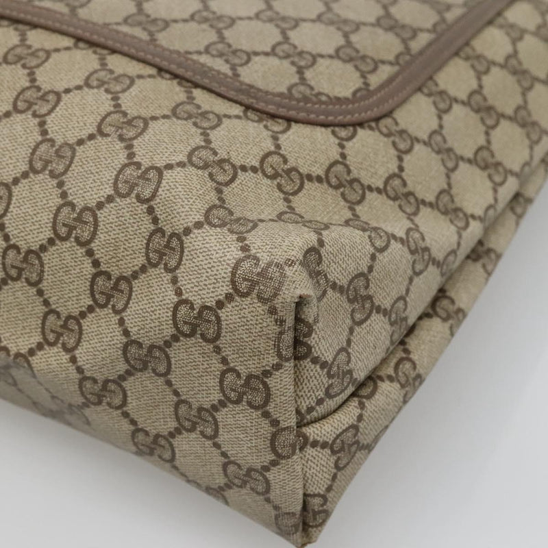 GUCCI GG Supreme Web Sherry Line Tote Bag PVC Leather Beige 39.02.003 Auth kk456