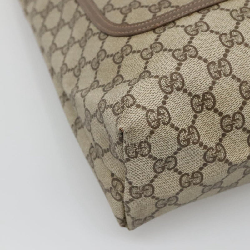 GUCCI GG Supreme Web Sherry Line Tote Bag PVC Leather Beige 39.02.003 Auth kk456
