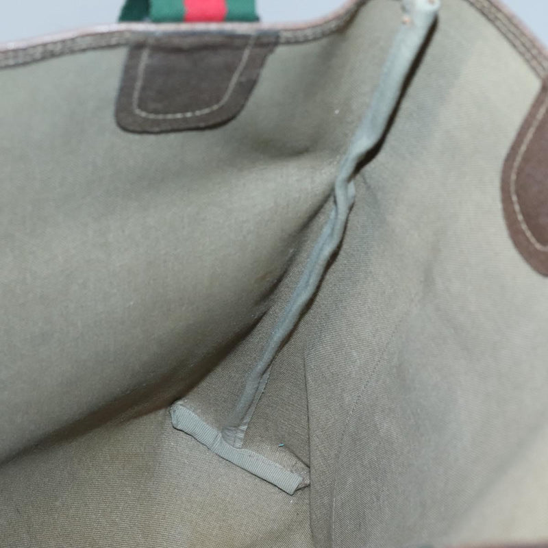 GUCCI GG Supreme Web Sherry Line Tote Bag PVC Leather Beige 39.02.003 Auth kk456