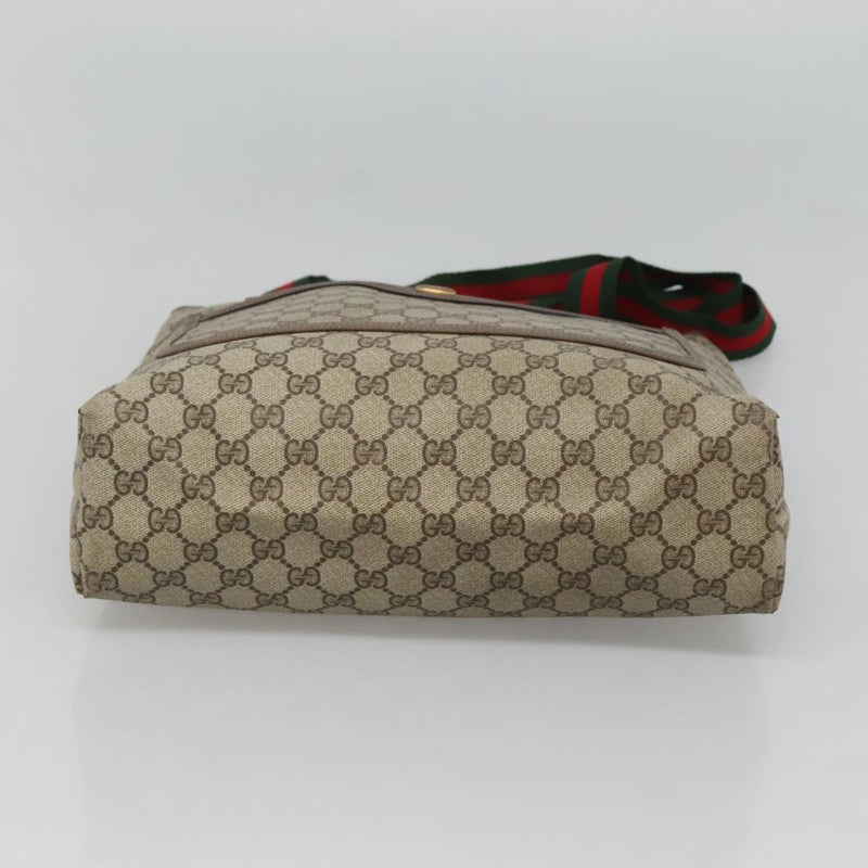 GUCCI GG Supreme Web Sherry Line Tote Bag PVC Leather Beige 39.02.003 Auth kk456