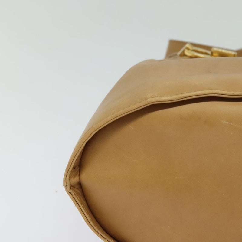 Salvatore Ferragamo Shoulder Bag Leather Beige Gold Auth kk464