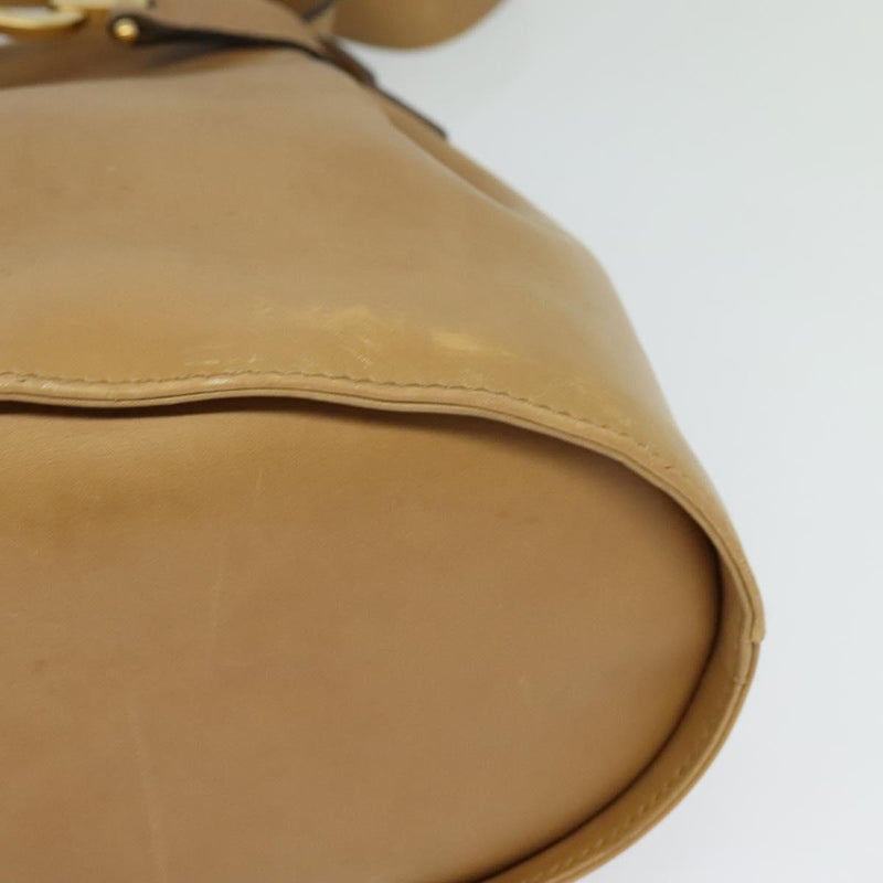 Salvatore Ferragamo Shoulder Bag Leather Beige Gold Auth kk464