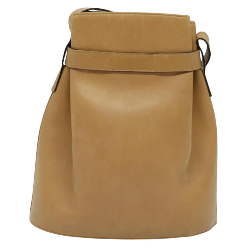 Salvatore Ferragamo Shoulder Bag Leather Beige Gold Auth kk464