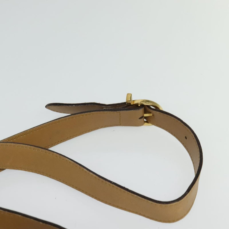 Salvatore Ferragamo Shoulder Bag Leather Beige Gold Auth kk464