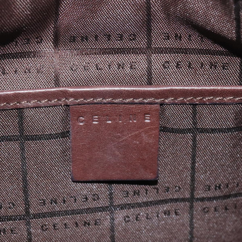 CELINE C Macadam Canvas Shoulder Bag Suede Dark Brown Silver Auth kk479