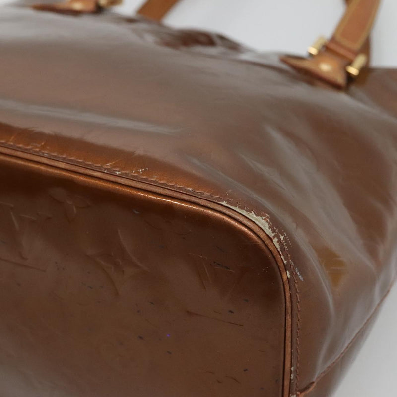 LOUIS VUITTON Monogram Vernis Houston Hand Bag Bronze M91122 LV Auth kk480