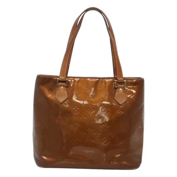 LOUIS VUITTON Monogram Vernis Houston Hand Bag Bronze M91122 LV Auth kk480