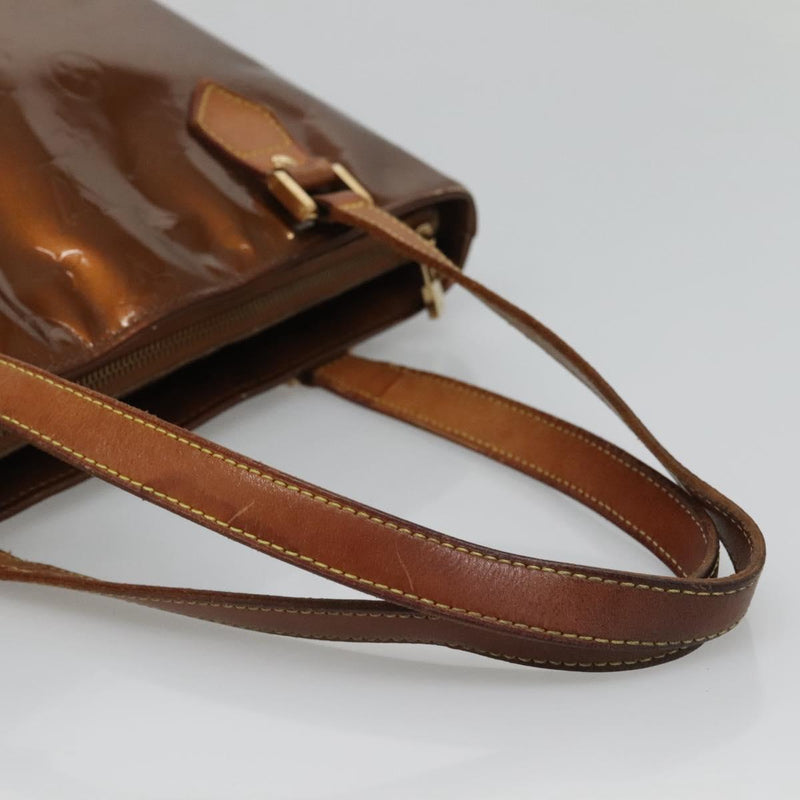 LOUIS VUITTON Monogram Vernis Houston Hand Bag Bronze M91122 LV Auth kk480