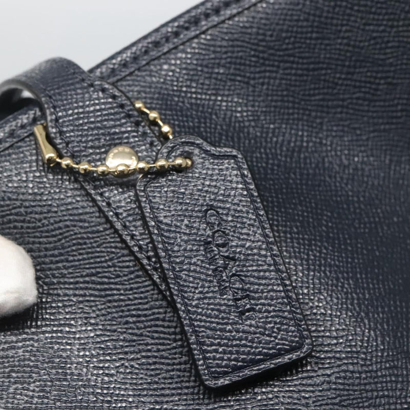 Coach Tote Bag Leather Navy Auth kk490