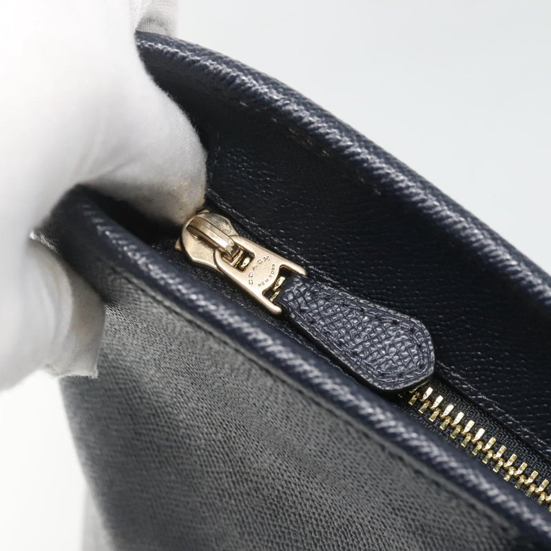 Coach Tote Bag Leather Navy Auth kk490